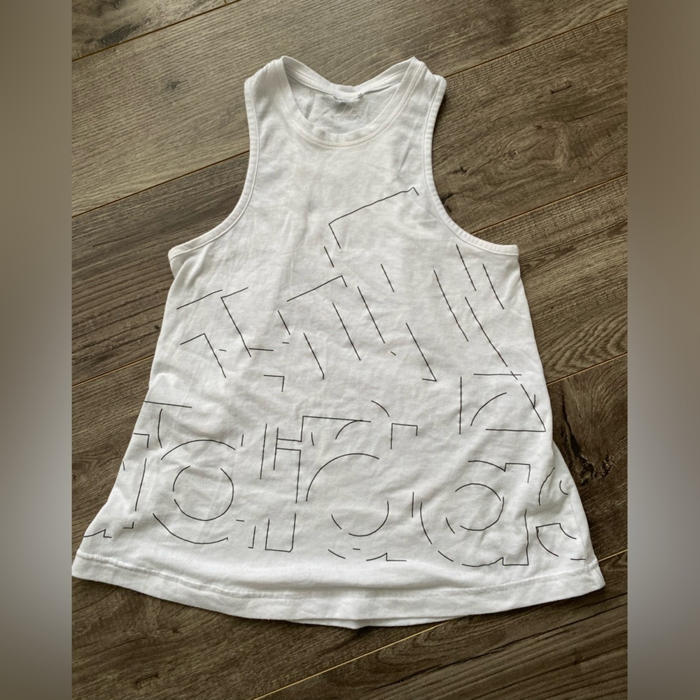 3/$15 Adidas White Graphic Racerback Tank Top